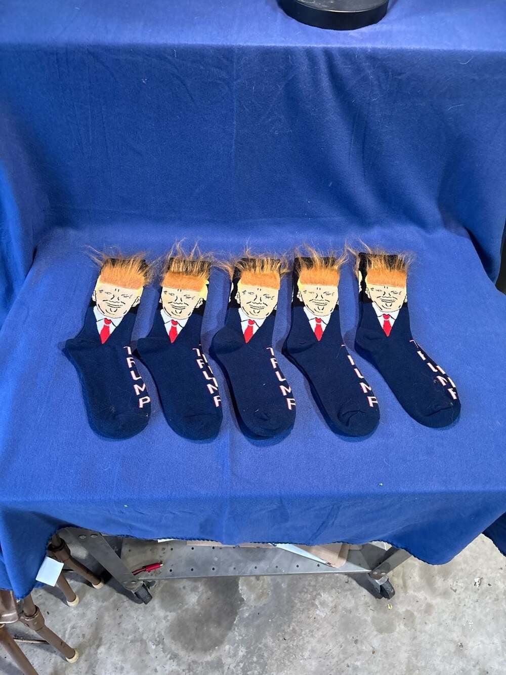 5 pr. Gumball Poodle Donald Trump Socks with Faux Hair 3D Novelty Crew Socks